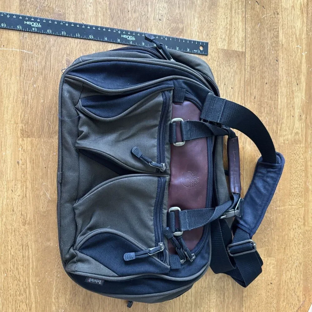 Timberland Olive Drab Canvas & Leather Briefcase w/15” Laptop Compartments